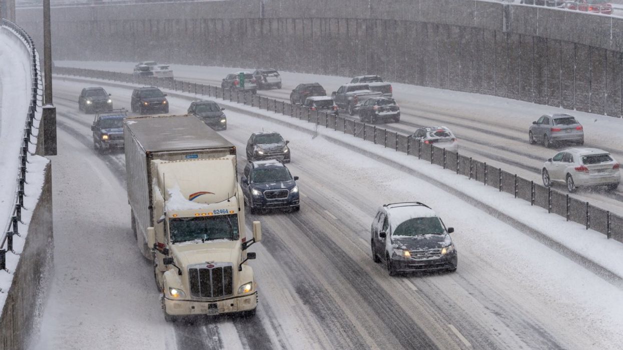 The Decarie highway in Montreal, Quebec during a snowstorm.