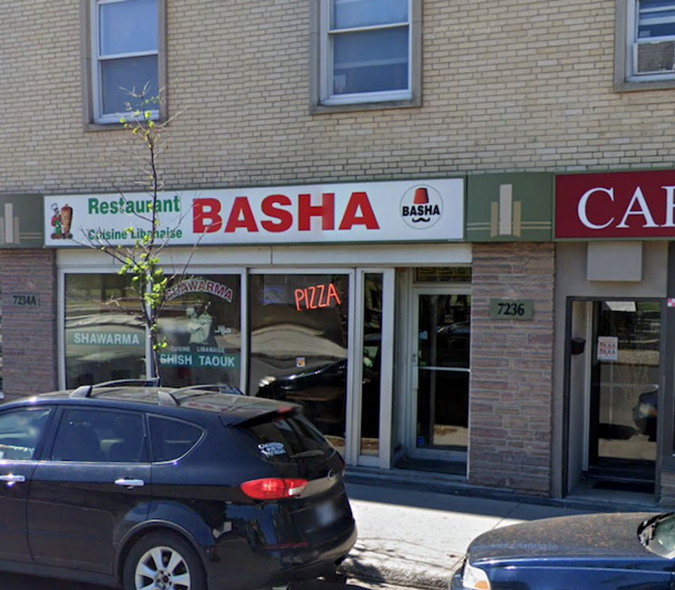 The exterior of a Basha restaurant in Montreal.