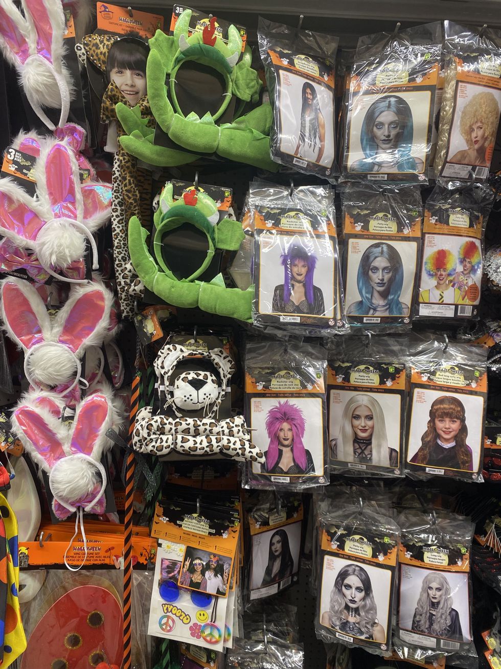The Halloween costume aisle at Dollarama