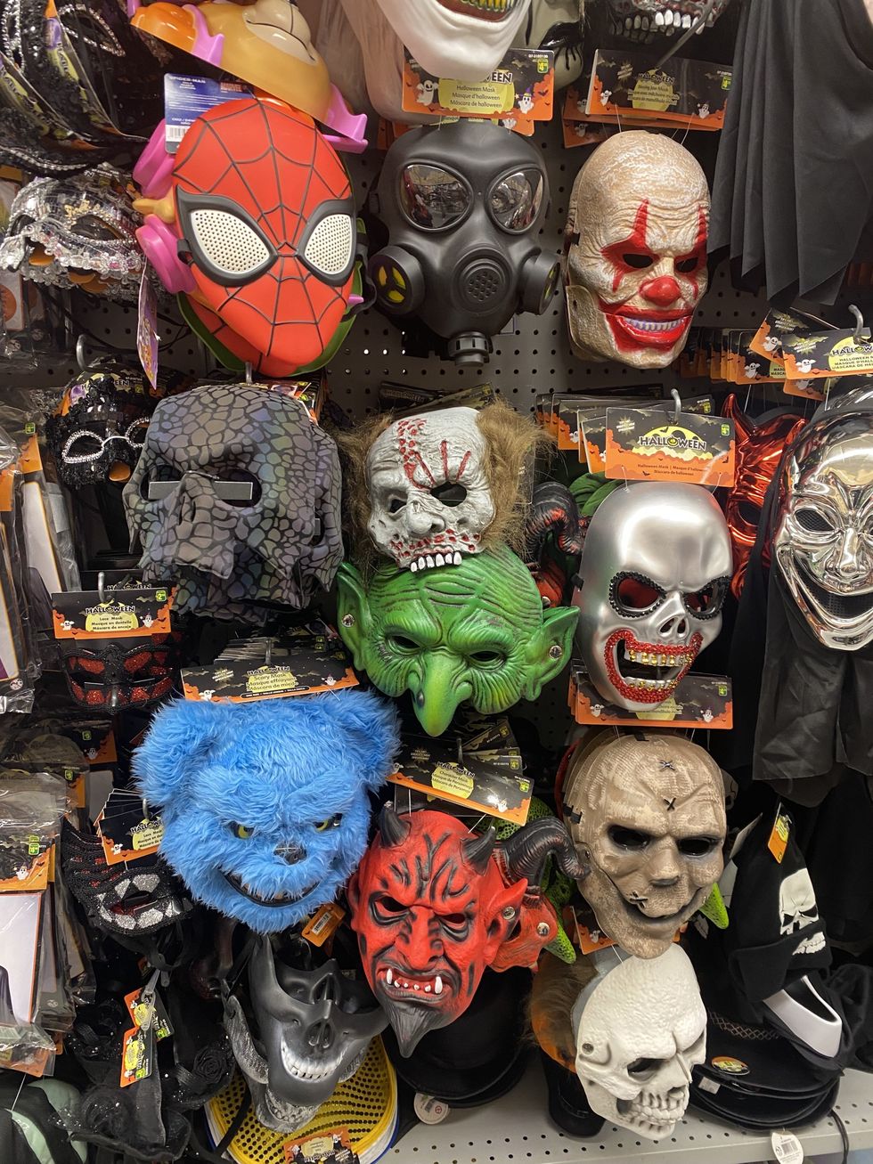 The Halloween costume aisle at Dollarama