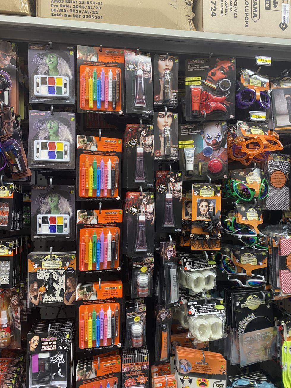 The Halloween costume aisle at Dollarama