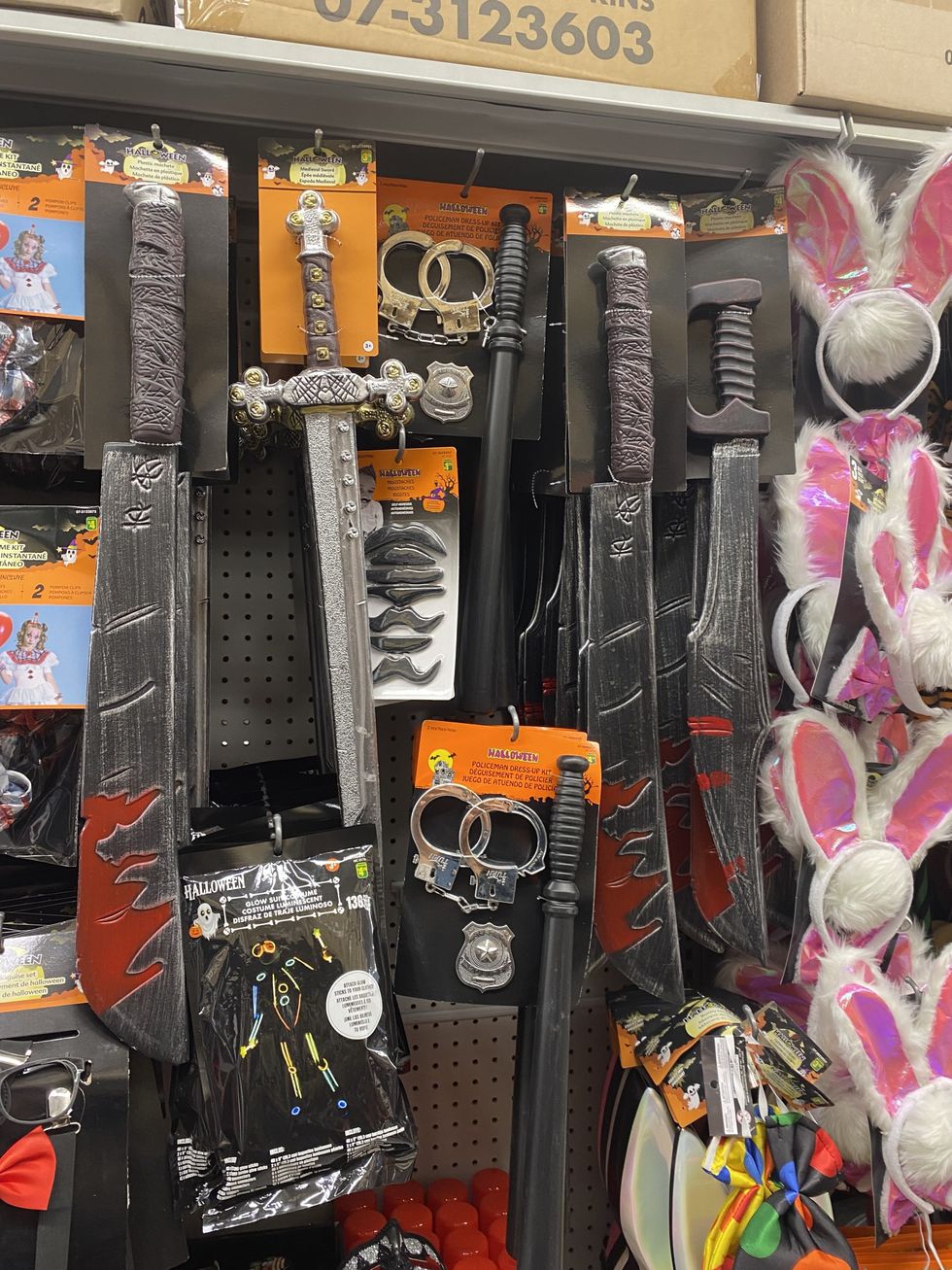 The Halloween costume aisle at Dollarama