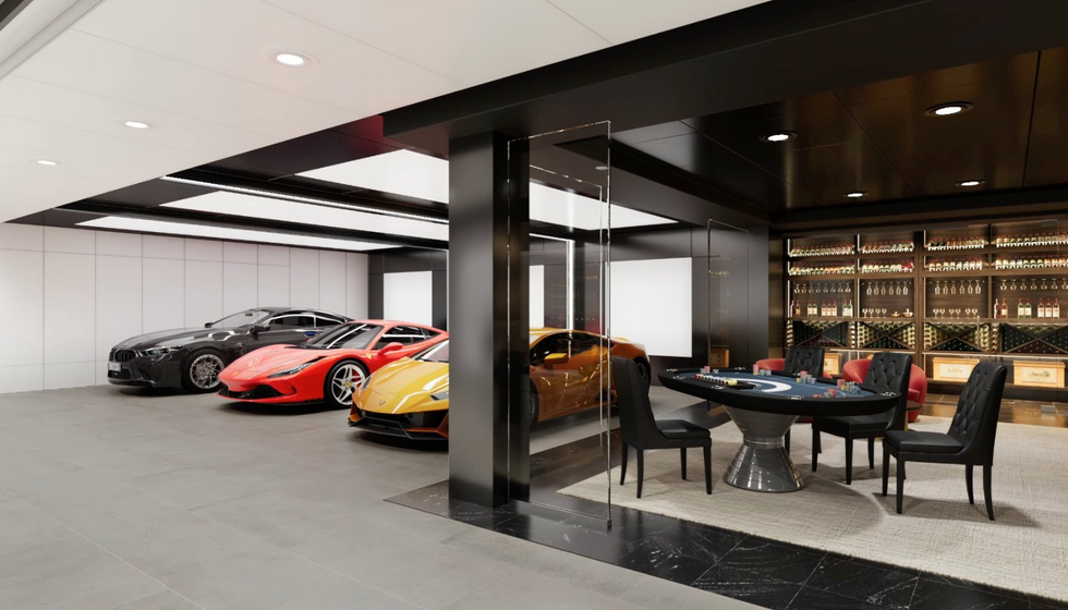 The home's garage and... gambling room?
