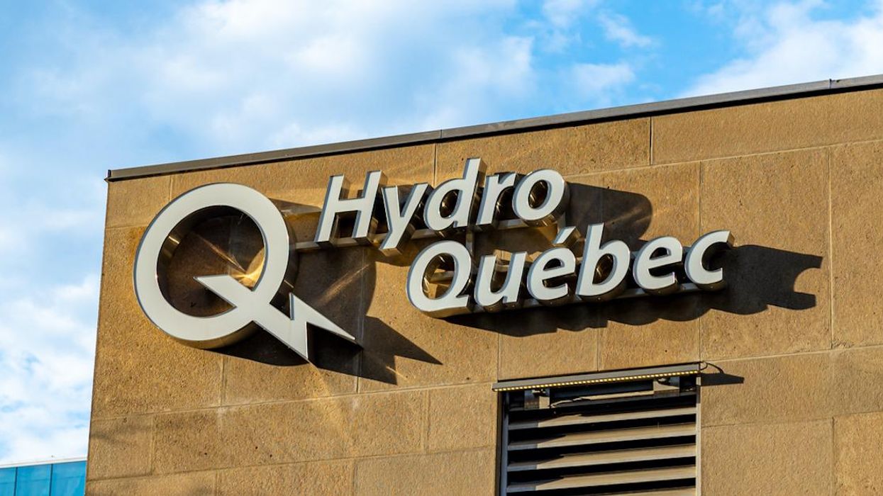 The Hydro-Québec logo on its headquarters in downtown Montreal.