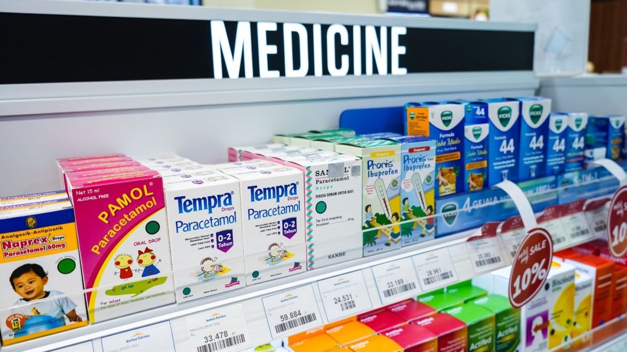 The kids medicine aisle at a pharmacy.