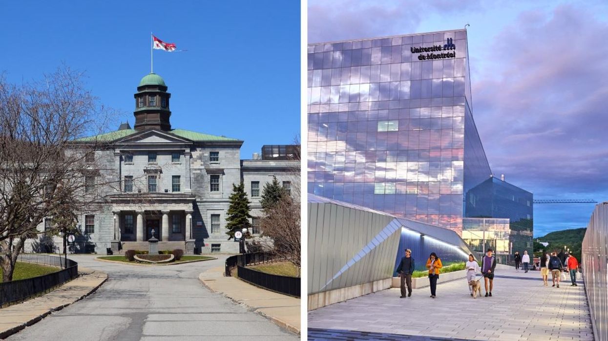The McGill University campus downtown Montreal, Quebec. Right: The new MIL campus, the Science Complex of Université de Montreal.
