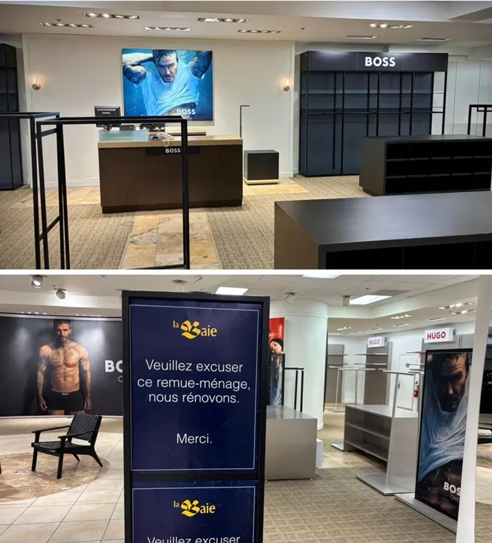 The men's suits section in The Bay in Montreal.