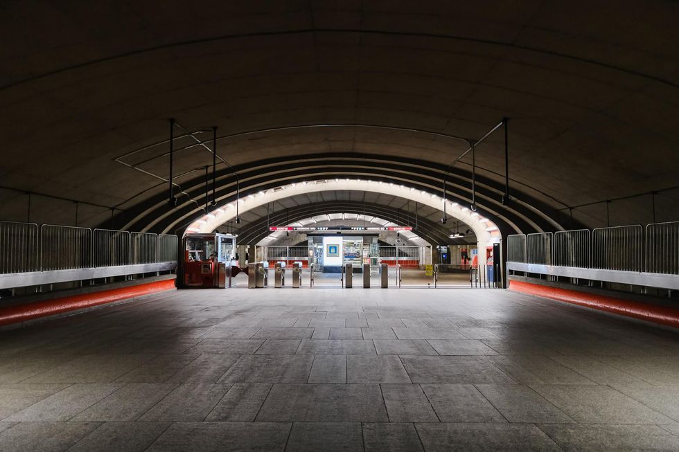 The mezzanine level inside a Montreal metro station.