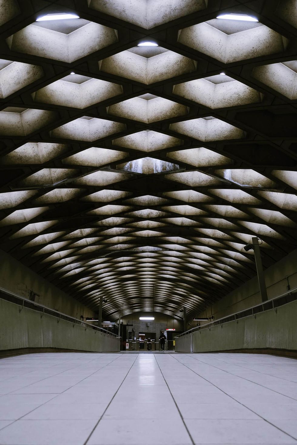 The mezzanine level inside a Montreal metro station.
