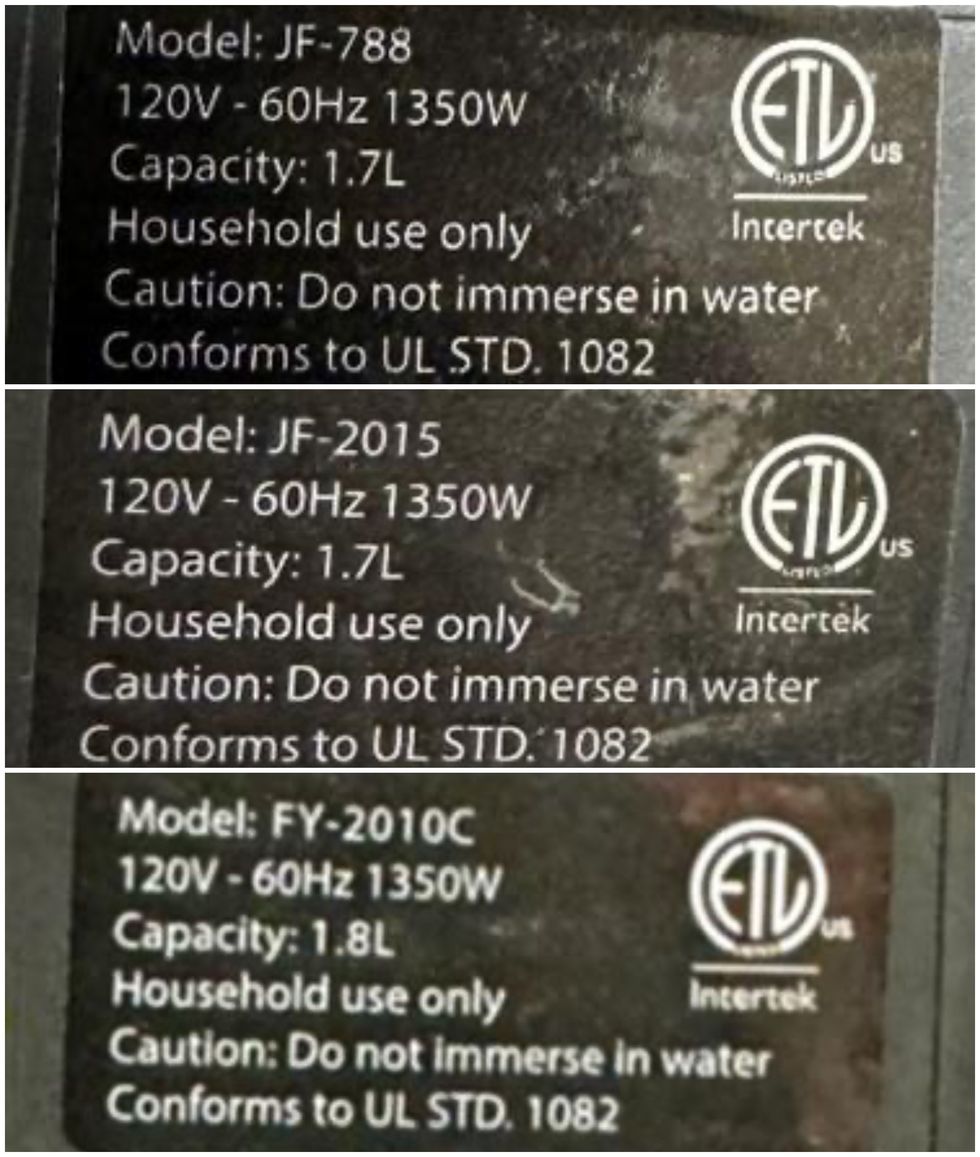 The model number and other details of various electric kettle