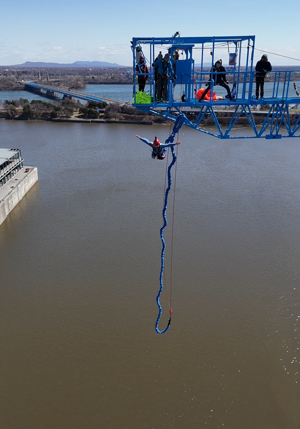 The moment Al Sciola lept off the ledge for his first bungee jump.