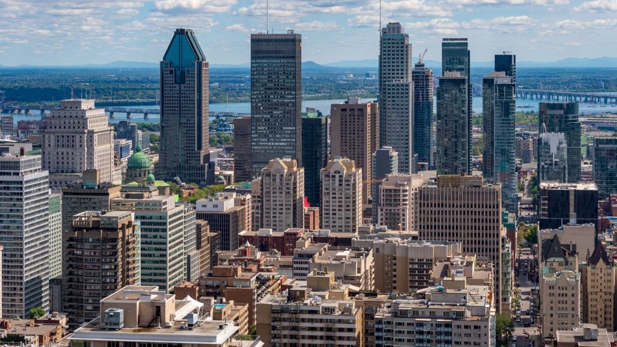 The Montreal skyline during the summer taken from the Mont-Royal chalet lookout.