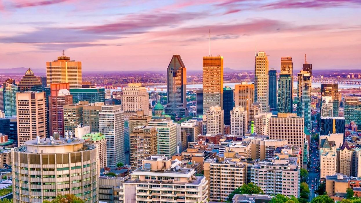 The Montreal skyline during the sunset taken from the Mont-Royal lookout.