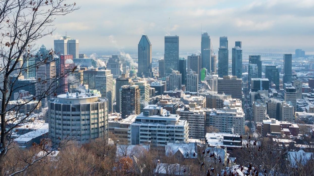 The Montreal skyline during the winter.