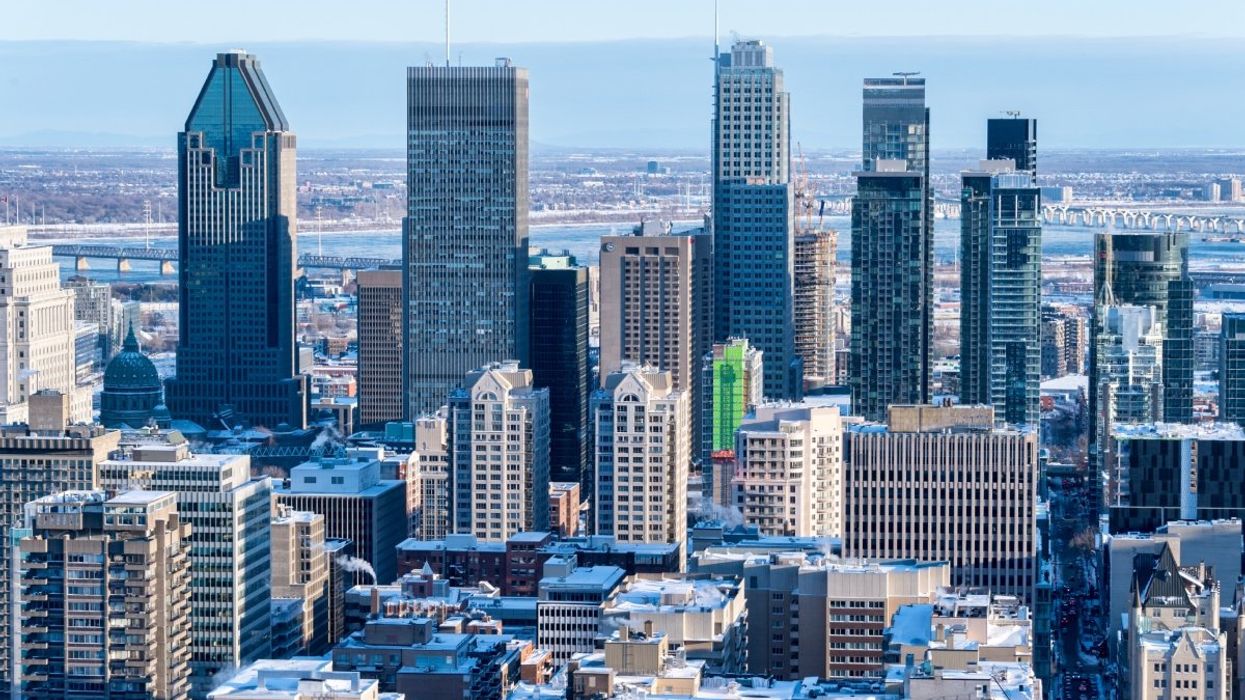 The Montreal skyline during the wintertime taken from the Mont-Royal lookout.