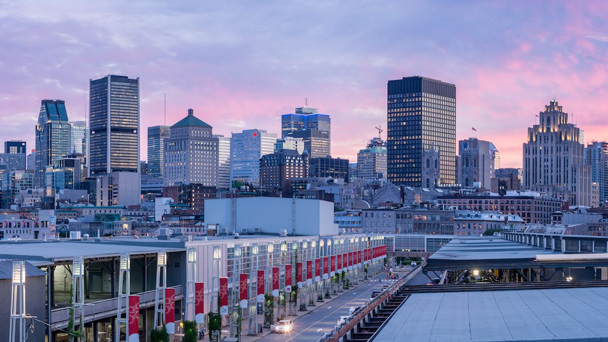 The Montreal skyline from river.