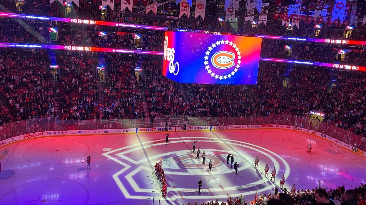 The national anthems are sung at the Bell Centre ahead of a Canadiens game.