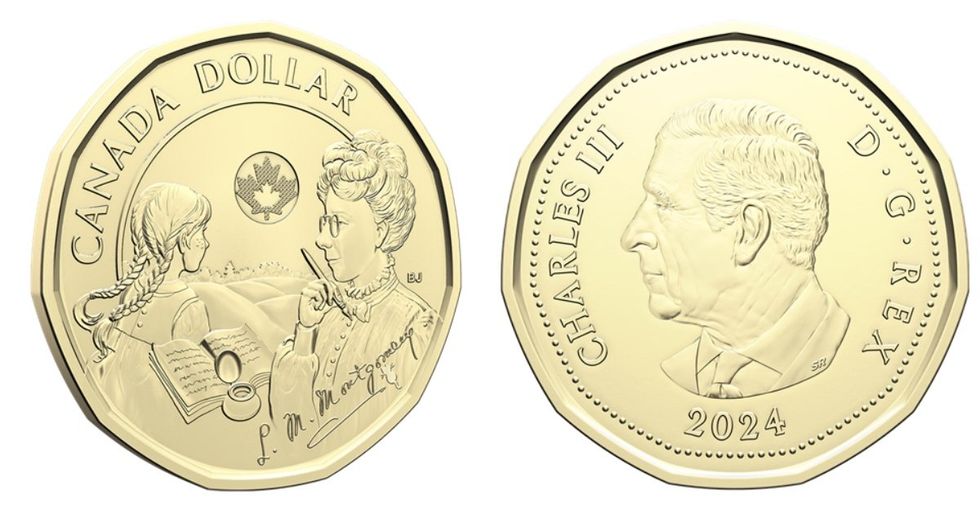 The new $1 coin featuring an engraving of L. M. Montgomery.