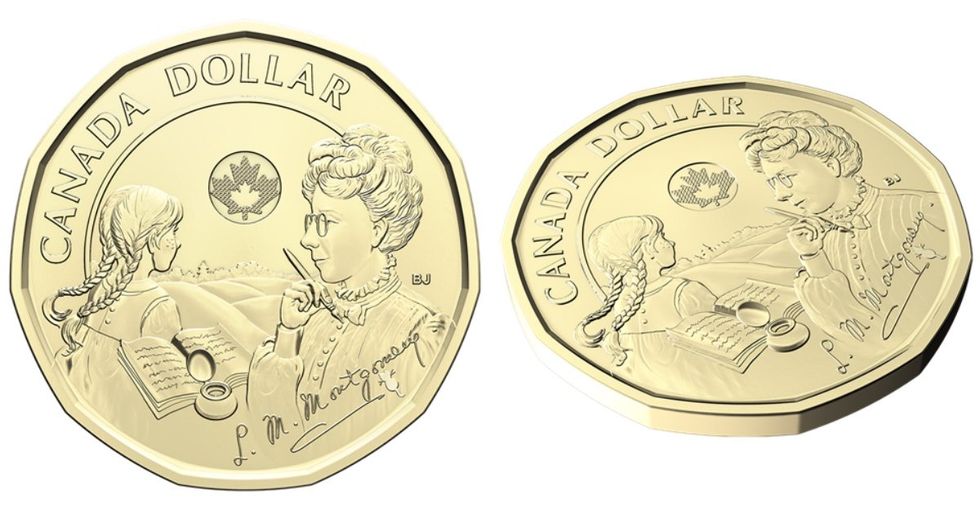 The new $1 coin featuring an engraving of L. M. Montgomery.