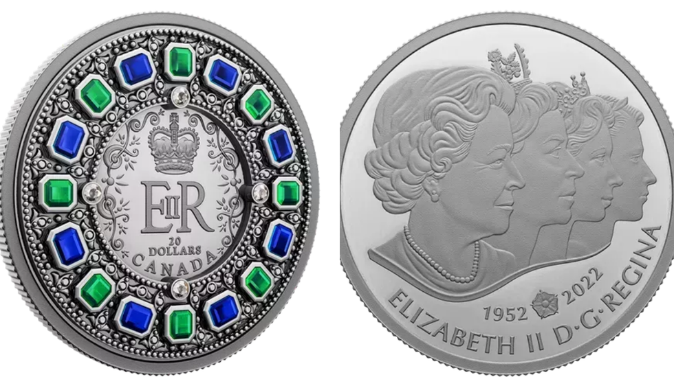The newly released $20 coin honouring Queen Elizabeth II.