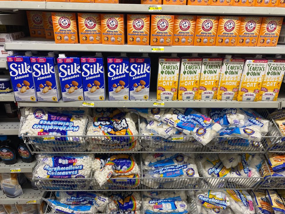 The oat milk shelf at Dollarama.