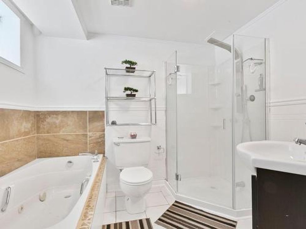 The only full bathroom in the house is in the basement.