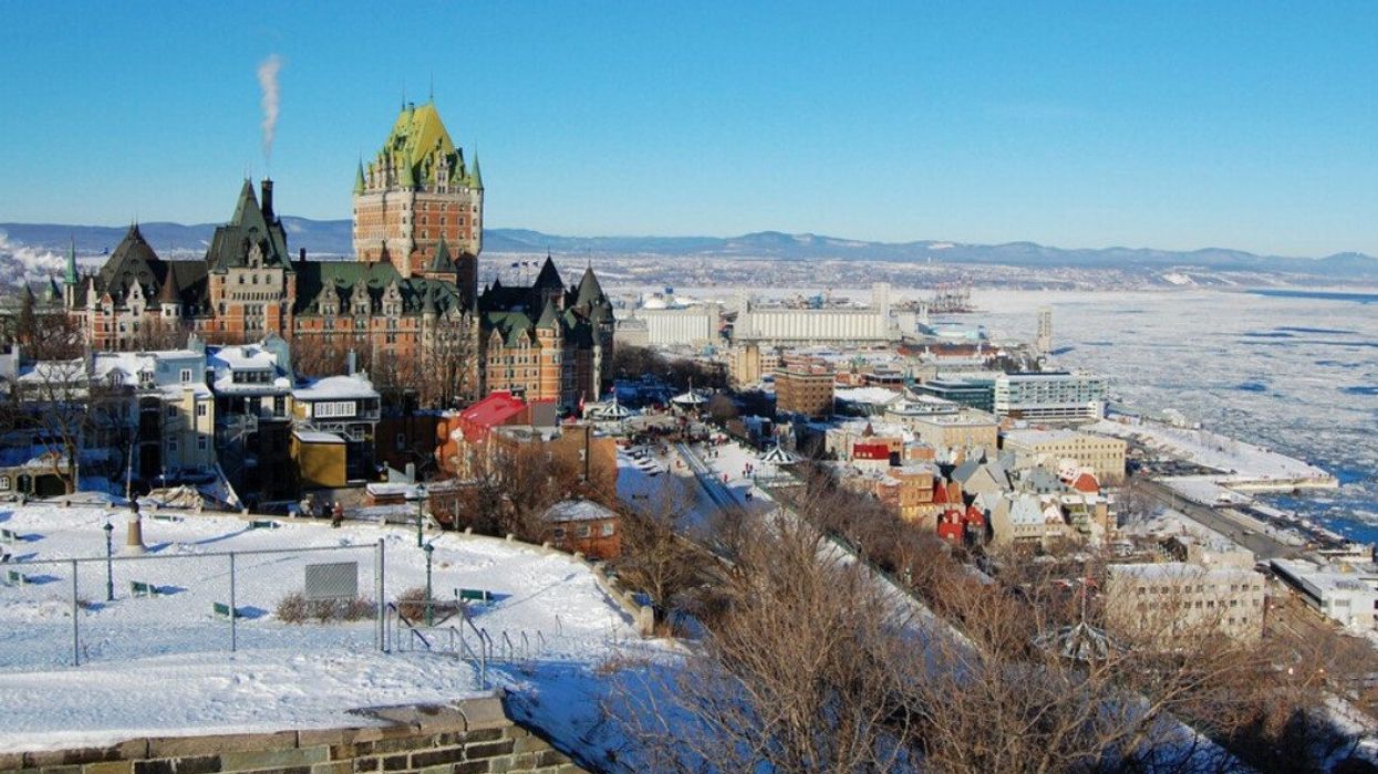 The Quebec City skyline in winter.