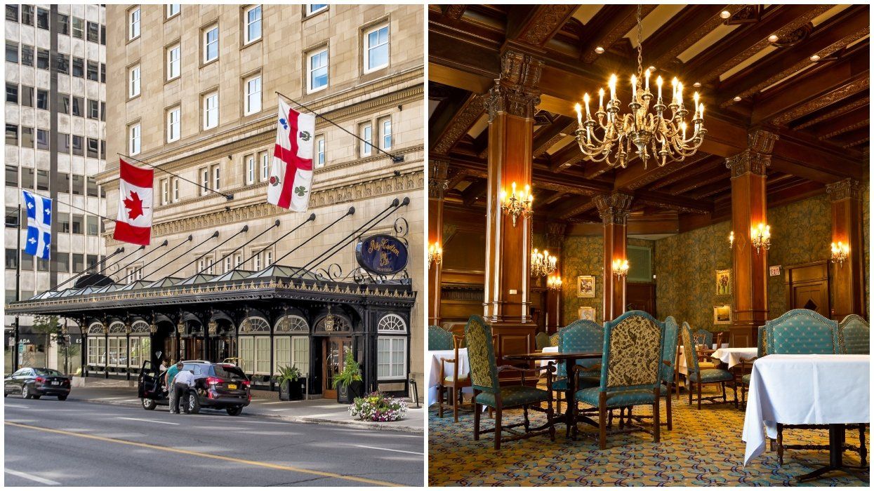 The Ritz-Carlton in Montreal. Right: Inside of the Empress Hotel in Victoria, BC.