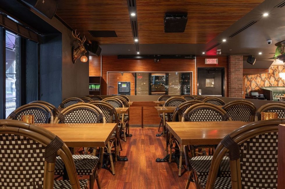 The seating area inside Jack Saloon in Montreal.