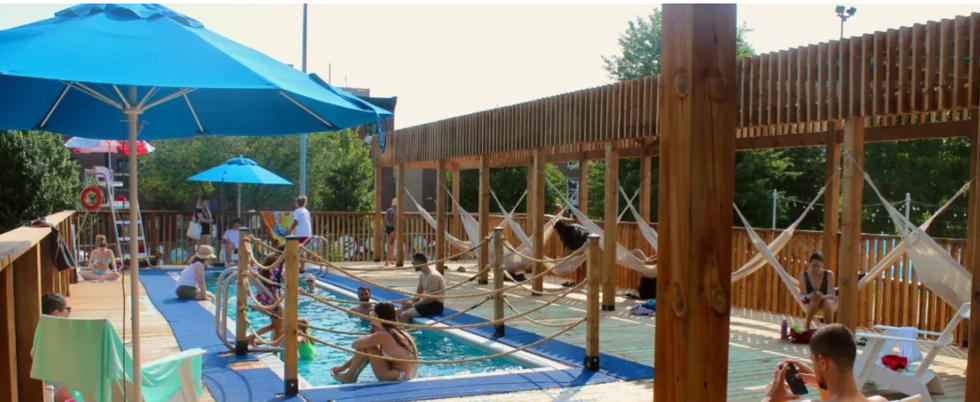 The site of a shipping container swimming pool in Montreal.