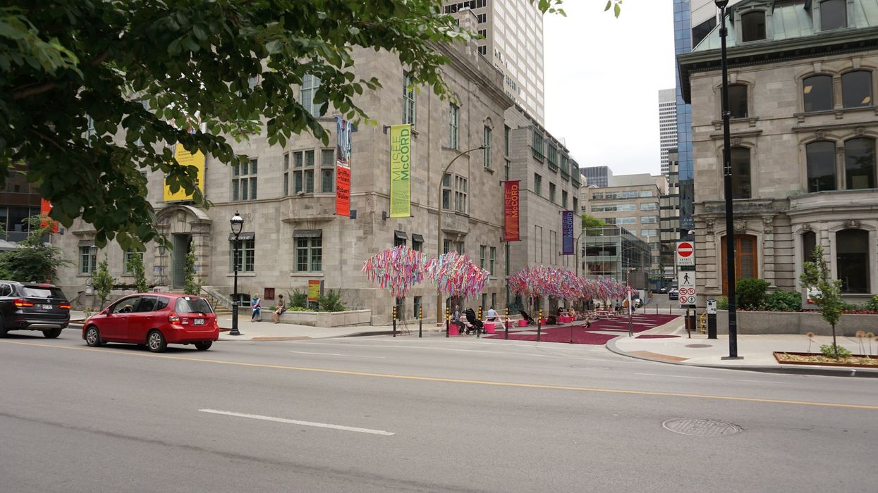 The street next to McCord museum, Sherbrooke street west with people enjoying their time.