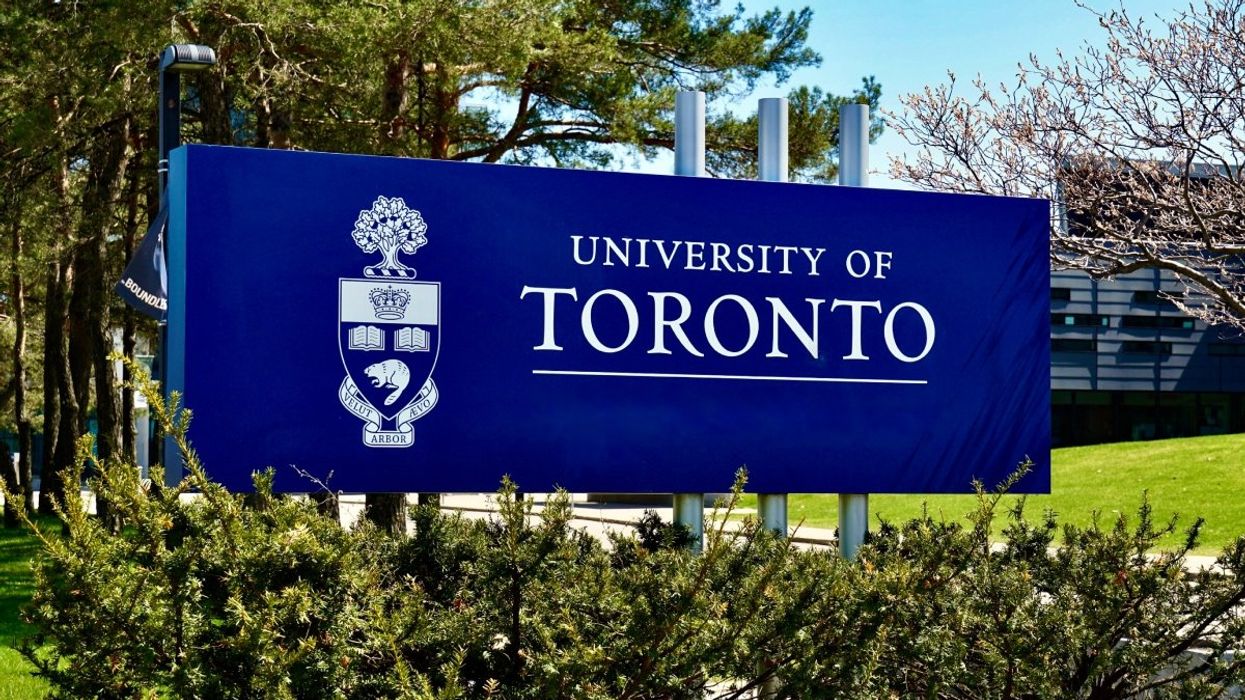 The University of Toronto sign and logo at the University of Toronto in Toronto, Canada.