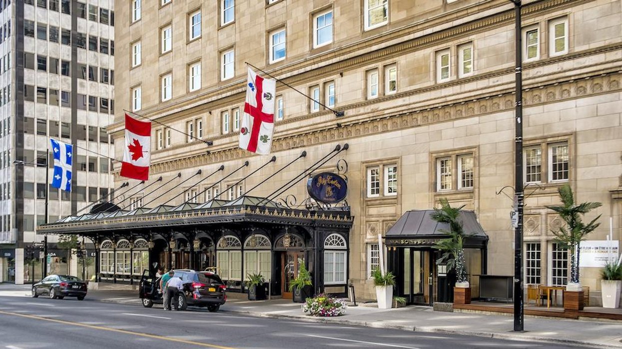 The view from the street of the Ritz-Carlton hotel in downtown Montreal.