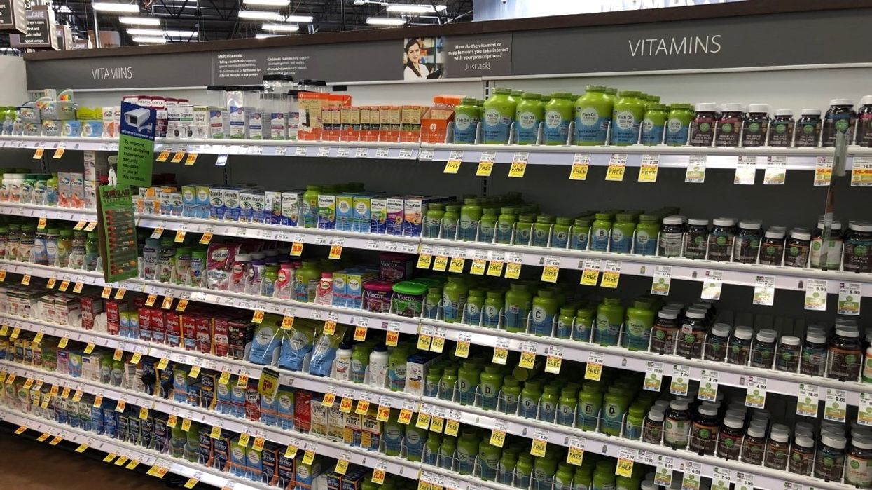 The vitamins and supplements aisle at a pharmacy in Canada.