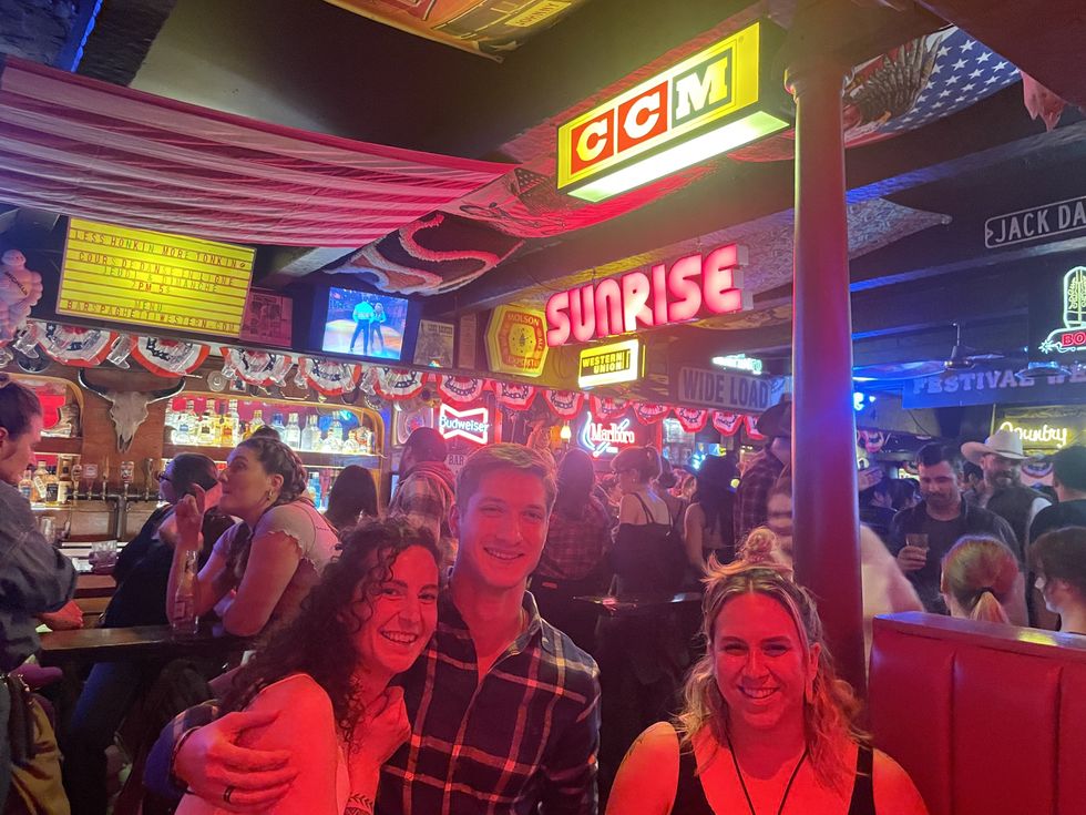 The writer, Ilana Belfer, with new friends.