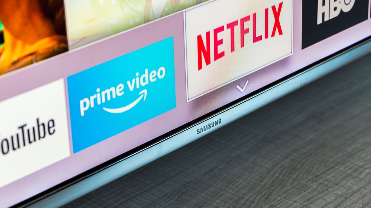 The YouTube, Prime Video, Netflix and HBO apps on a smart TV.