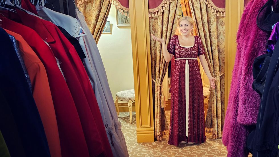 This ensemble looks Bridgerton-appropriate (1813), but it's actually from the Edwardian era (1912), which illustrates how some styles circle back decades later.