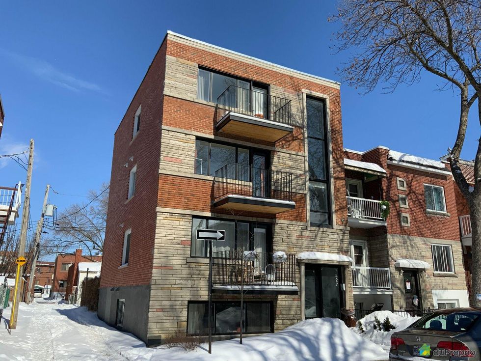 Three-storey Montreal condo building.