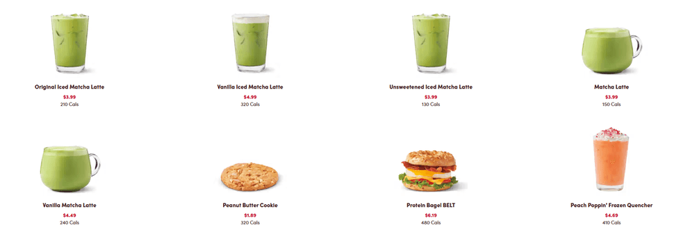 TIm Hortons menu