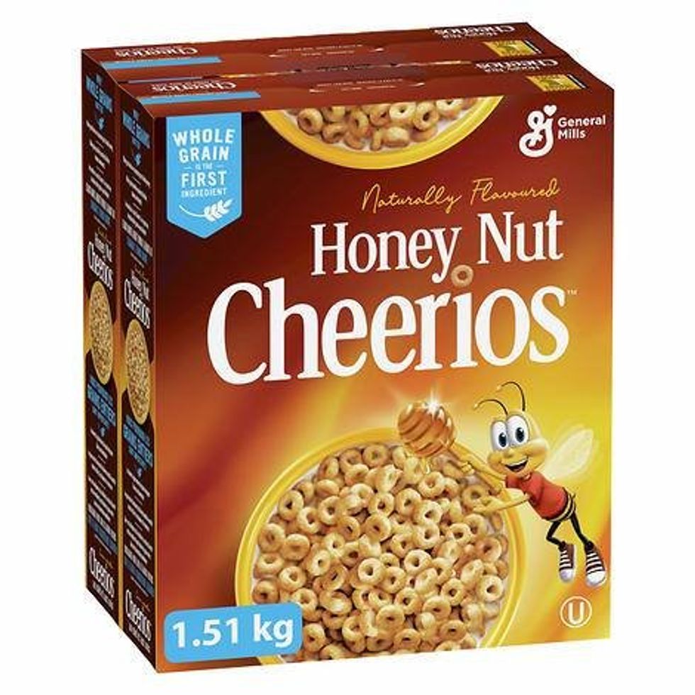 Two boxes of Honey Nut Cheerios from Costco.\u200b