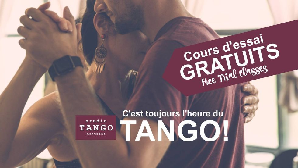 Two people dancing the tango together.