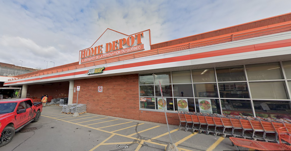 \u200b\u200bThe exterior of a Subway sandwich shop, located inside a Home Depot, in Montreal.