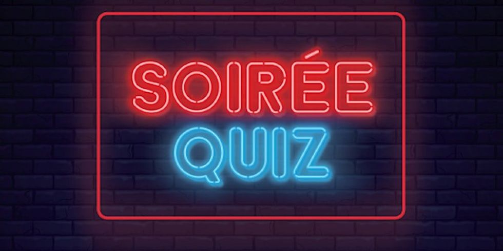 \u200bA graphic neon sign for an upcoming quiz night in Montreal.