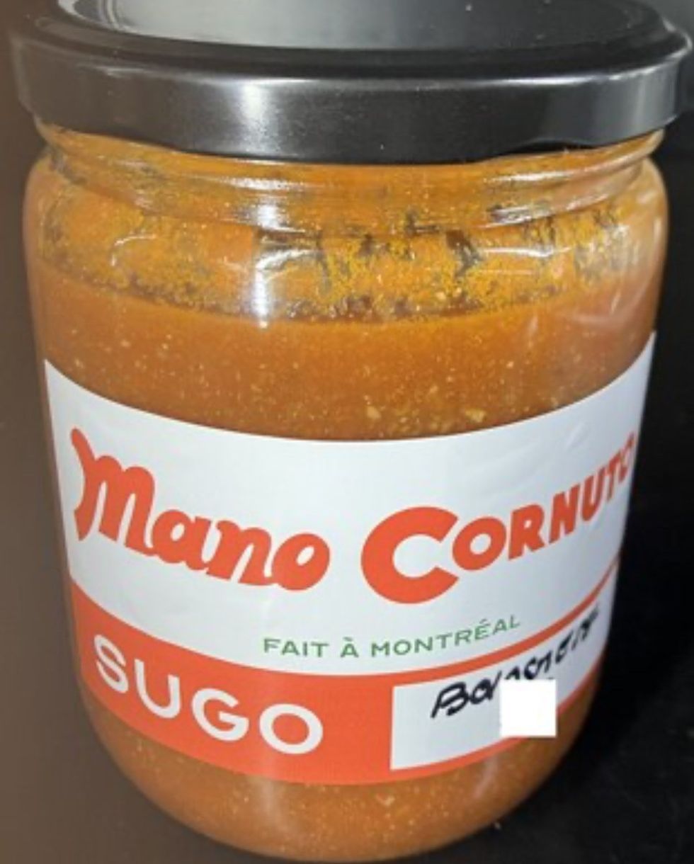 \u200bA jar of bolognese sauce from Montreal restaurant Mano Carnuto