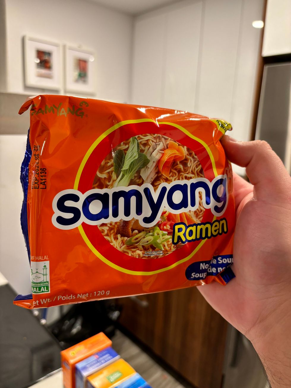 \u200bA package of Samyang Ramen Instant Noodle Soup.
