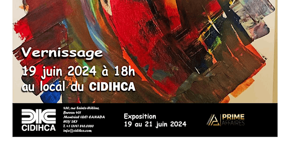 \u200bA poster for an upcoming art venissage in Montreal featuring the event details.