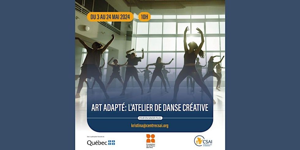\u200bA poster for an upcoming creative dance session featuring a group of people in various dance poses and positions.