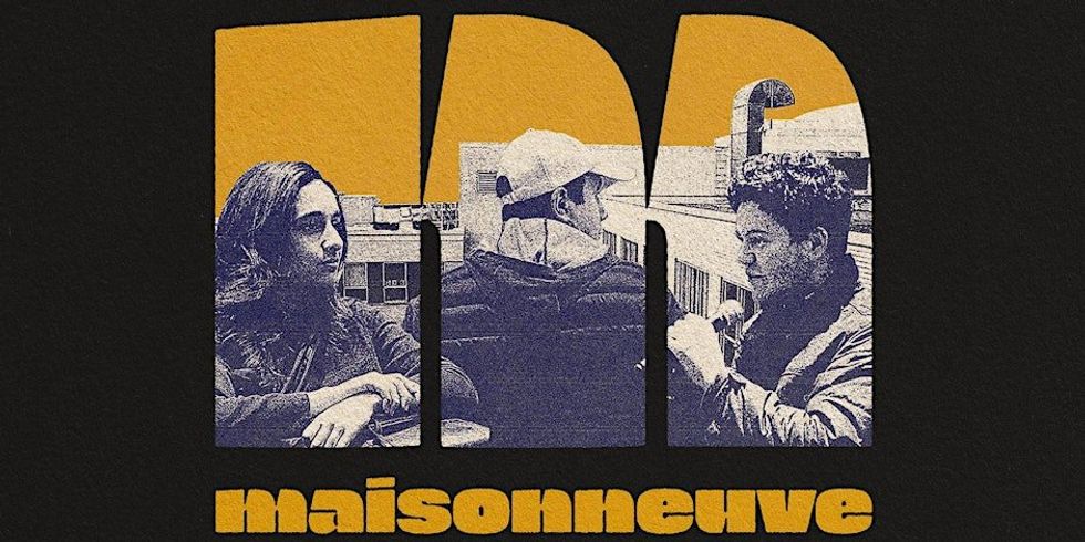 \u200bA poster for an upcoming social event in Montreal featuring three people in black and white posing for a photo.