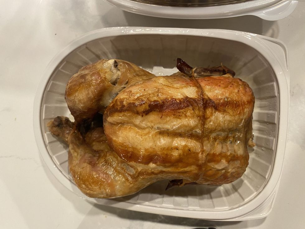 \u200bA rotisserie chicken from Maxi.