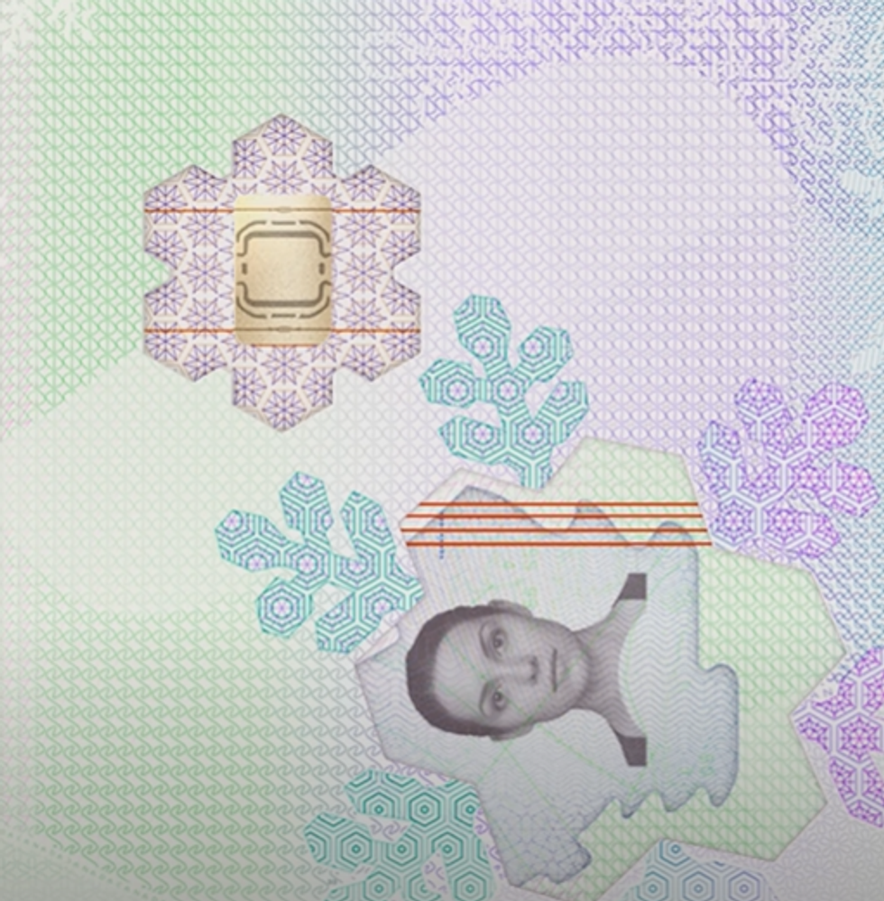 \u200bA sample image of the data chip found within every new Canadian passport.